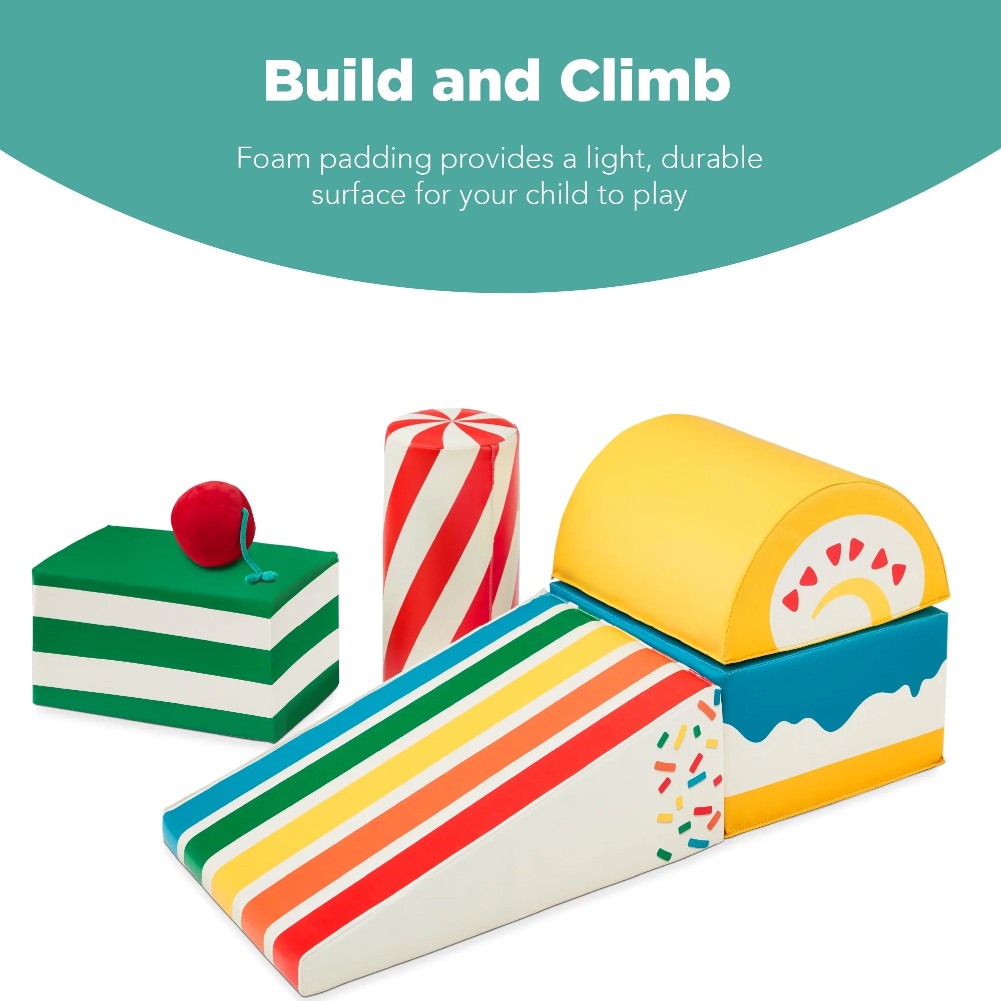 Best Choice Products 5-Piece Kids Climb & Crawl Soft Foam Block Playset Structures for Child Development - Treats