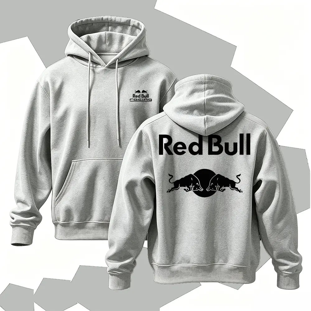 Racing Graphic Hoodie, Men's Cotton Pullover Sweatshirt, Vintage Streetwear Hoodie, Bold Back Print Casual Long Sleeve Top