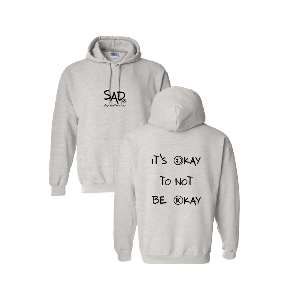 Stay Another Day Men's Stylish Text Print Sweatshirt - Soft Fabric Casual Pull-On Top, Crew Neck/Round Neck or Hoodie, SAD Mental Health Awareness Menswear, True Fit Long Sleeve Tops (S Size Available)