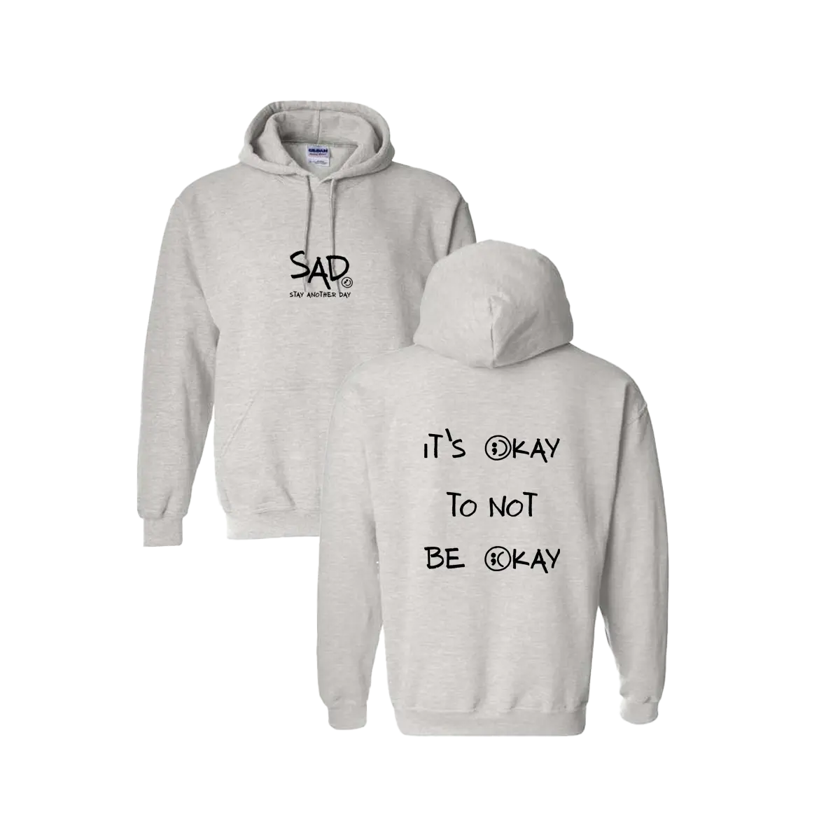 Stay Another Day Men's Stylish Text Print Sweatshirt - Soft Fabric Casual Pull-On Top, Crew Neck/Round Neck or Hoodie, SAD Mental Health Awareness Menswear, True Fit Long Sleeve Tops (S Size Available)