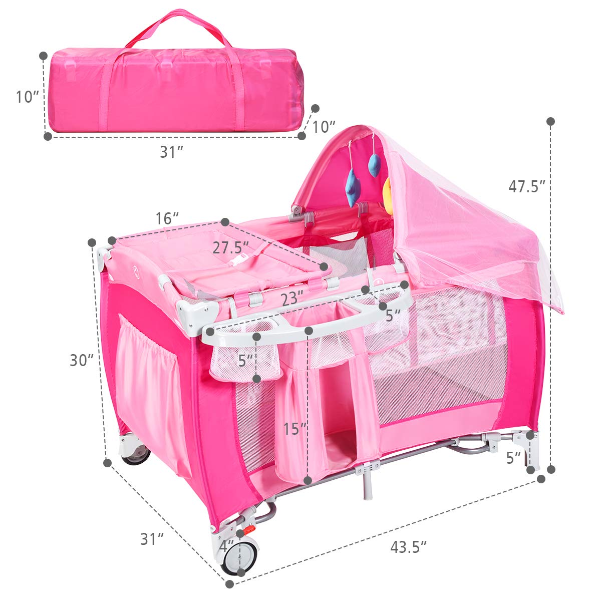 Costzon Playard Reversible Changer Bassinet