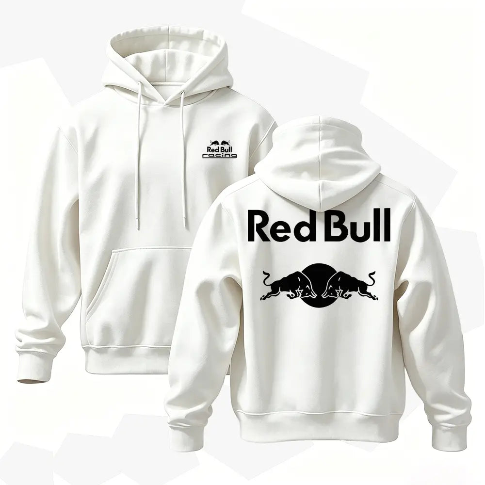 Racing Graphic Hoodie, Men's Cotton Pullover Sweatshirt, Vintage Streetwear Hoodie, Bold Back Print Casual Long Sleeve Top