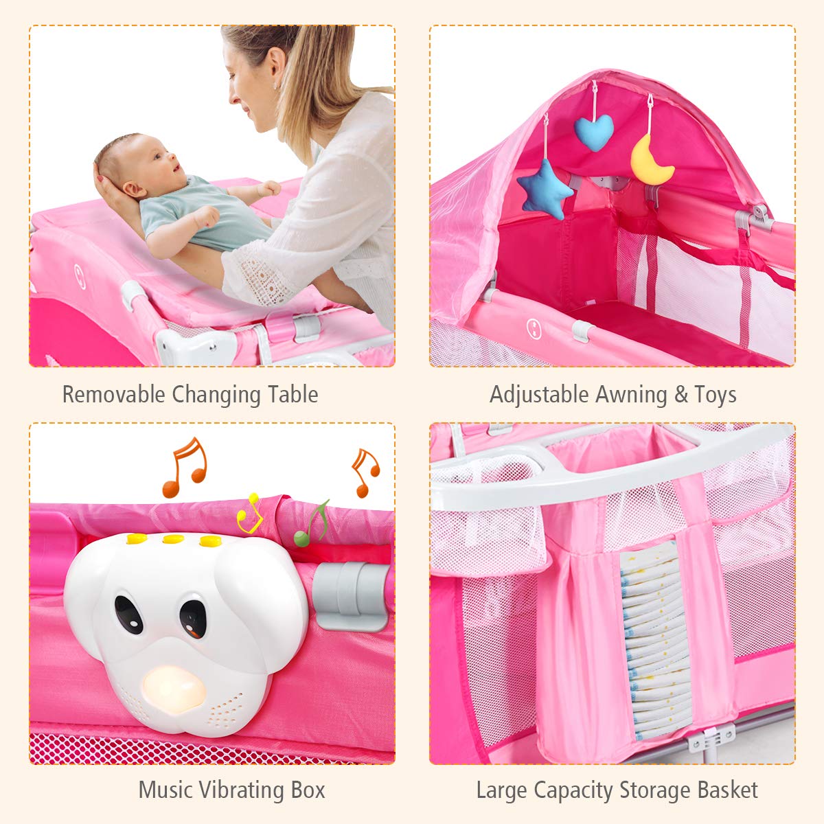 Costzon Playard Reversible Changer Bassinet