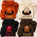 12 Zodiac Slay Girl Hoodie, Afro Zodiac Sign Hooded Sweatshirt, Cozy Horoscope Graphic Pullover, Perfect Gift for Zodiac Lovers Cotton Fleece